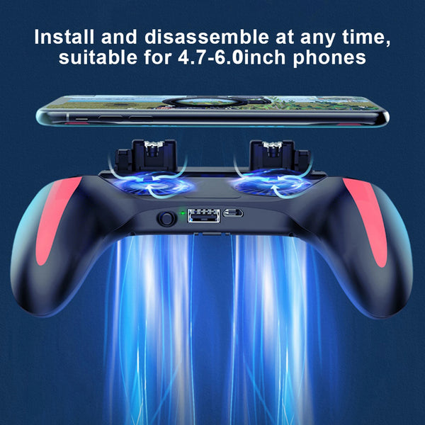 Gamepad with cooler for cell phone